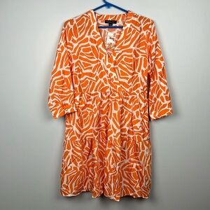 Rachel Zoe orange & white NWT faux wrap lightweight dress size small